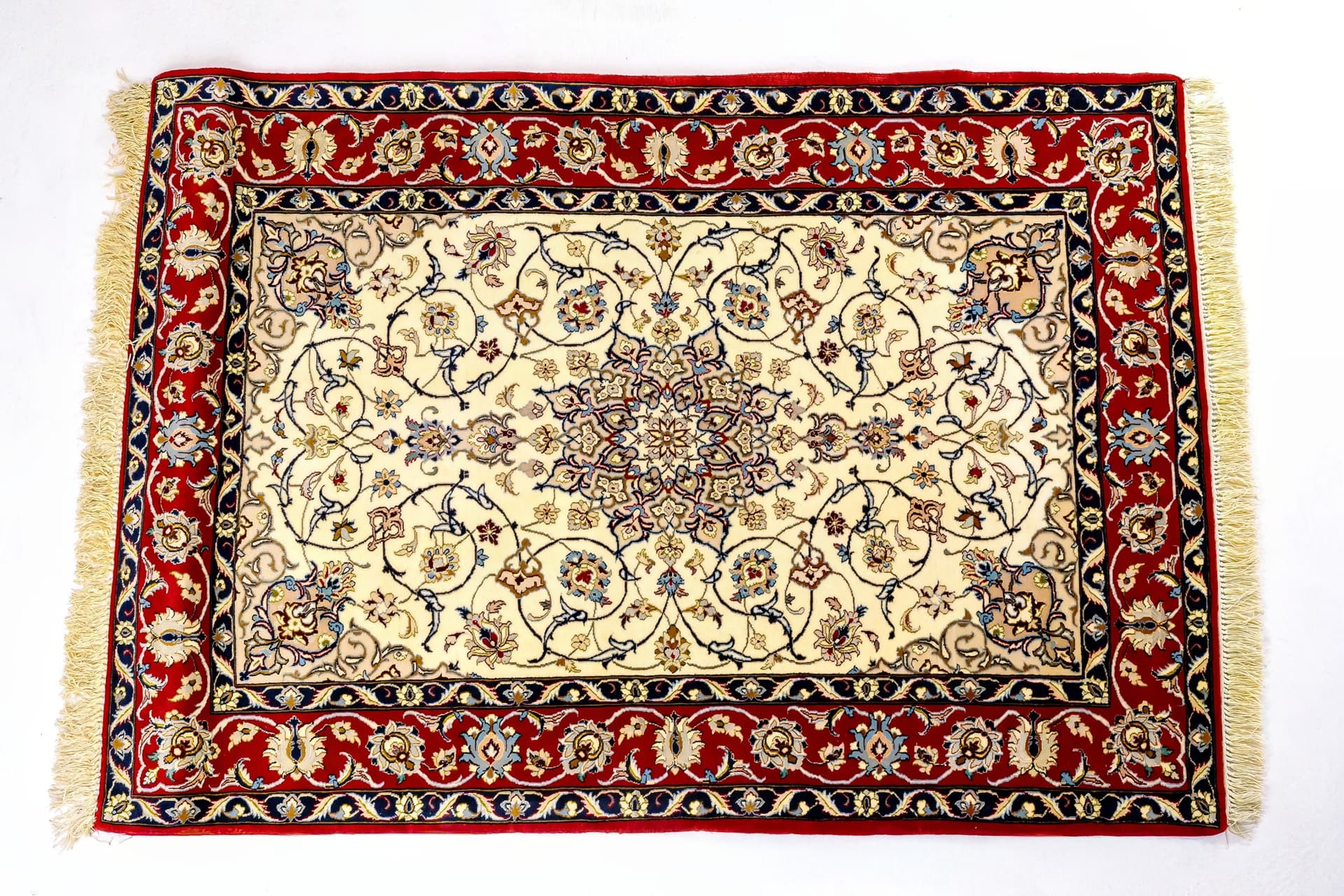 Fine Isfahan — Silk & Wool Blend — Floral Medallion — photograph
